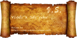 Vidák Sándor névjegykártya