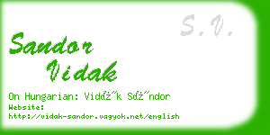 sandor vidak business card